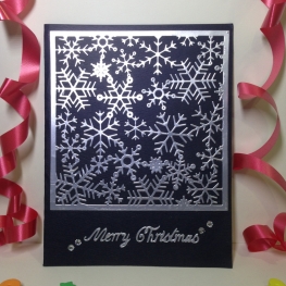 Handmade Christmas Card - Decorated With Glittering Die Cut Snowflakes