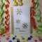 Handmade Christmas Card - Decorated With Glittering Die Cut Snowflakes & Golden Ribbon