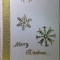 Handmade Christmas Card - Decorated With Glittering Die Cut Snowflakes & Golden Ribbon