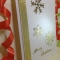 Handmade Christmas Card - Decorated With Glittering Die Cut Snowflakes & Golden Ribbon