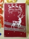 Luxury Handmade Christmas Card - Decorated With Silver Ribbon & Glittering Die Cut Reindeers