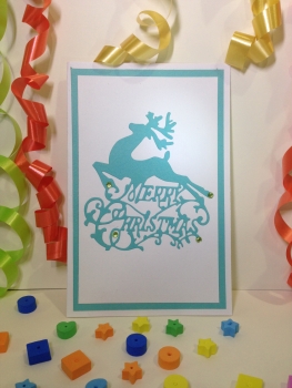 Luxury Handmade Christmas Card - Decorated With Die Cut Reindeer