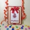 Handmade Christmas Card - Decorated With Sparkly Bells & Red Ribbon