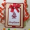 Handmade Christmas Card - Decorated With Sparkly Bells & Red Ribbon