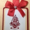 Handmade Christmas Card - Decorated With Sparkly Bells & Red Ribbon