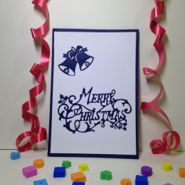 Handmade Christmas Card - Decorated With Bells & Beads