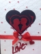 Luxury Handmade Valentine Day Card - Decorated With Die Cut Human Figure, Fine Beads and Red Ribbon