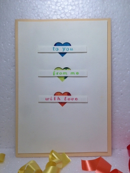 Handmade Valentine Day Card - Decorated With Beautiful Heart Die Cut & Embossed Tags