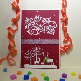 Luxury Handmade Christmas Card - Decorated With Die Cut Reindeer