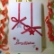 Handmade Christmas Card - Sparkly Glitter Stars  & Red Ribbon