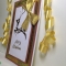 Luxury Handmade Christmas Card - Decorated With Golden Ribbon & Glittering Die Cut Reindeer