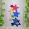 Handmade Christmas Card - Decorated With Hanging Stars & Beads